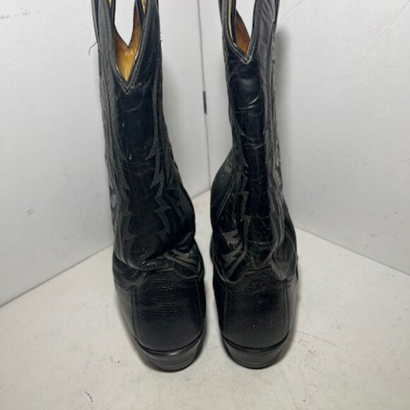 Women's Tony Llama Exotic Lizard Leather Black Cowboy Boots Sz 9.5D - Picture 9 of 11